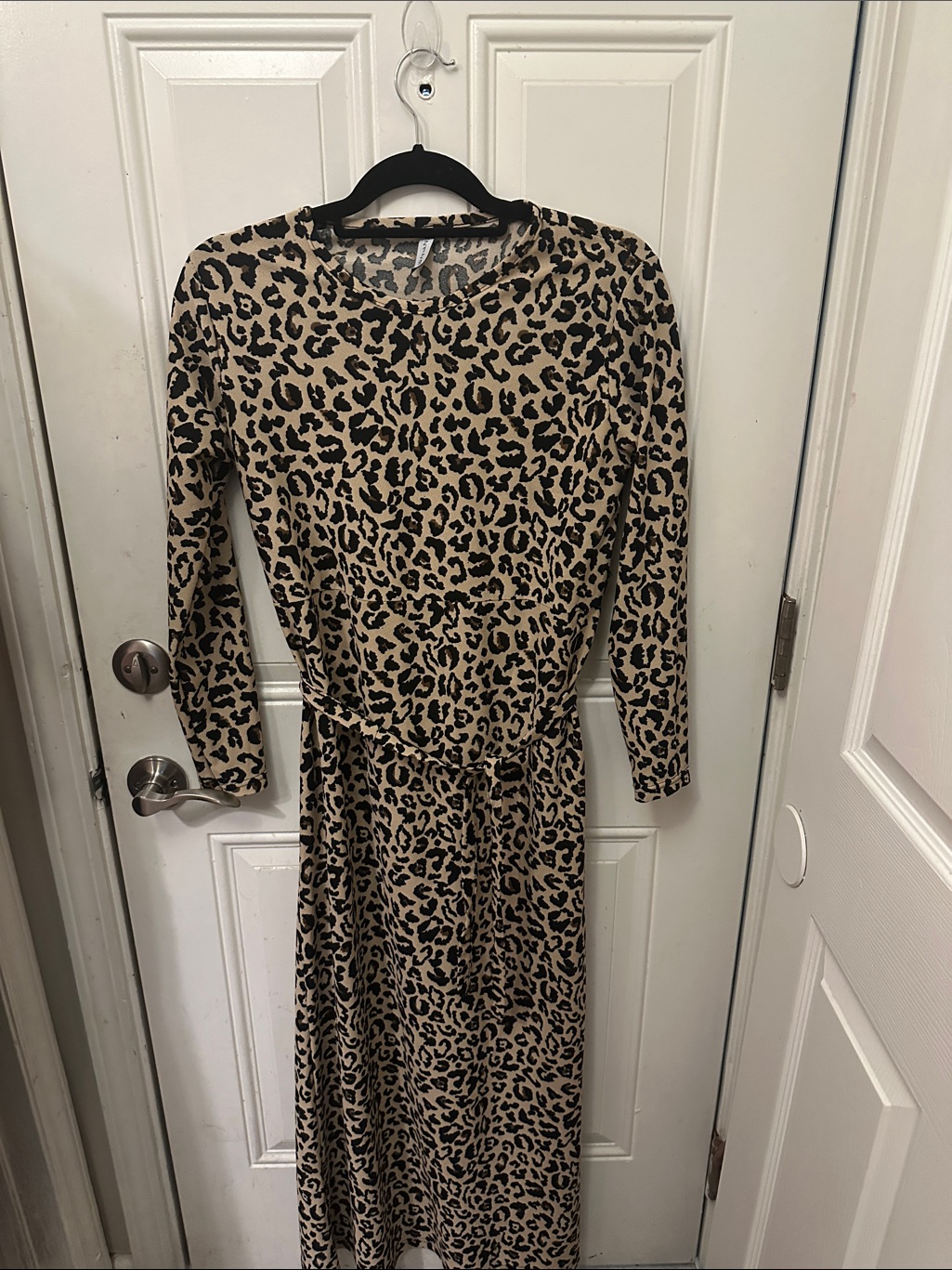 Chic Leopard Print Long Sleeve Maxi Dress - Rockabilly Pinup Style Size Xxl